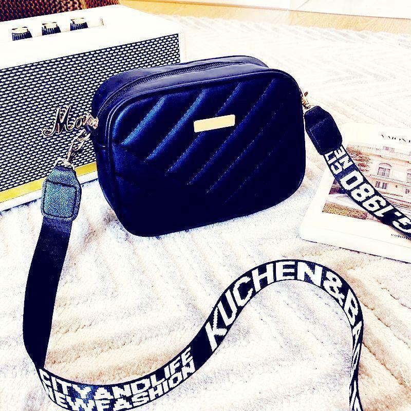 Quilted Crossbody Bag with Logo Webbing Strap AZ-4466