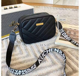 Quilted Crossbody Bag with Logo Webbing Strap AZ-4466