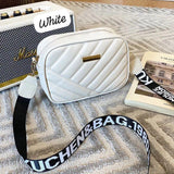 Quilted Crossbody Bag with Logo Webbing Strap AZ-4466