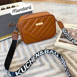 Quilted Crossbody Bag with Logo Webbing Strap AZ-4466