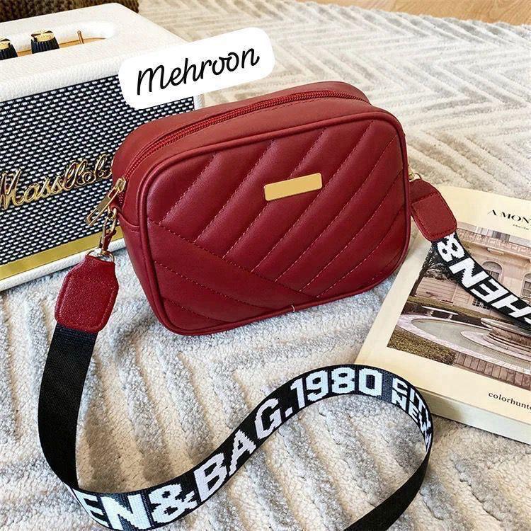 Quilted Crossbody Bag with Logo Webbing Strap AZ-4466