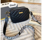 Quilted Crossbody Bag with Logo Webbing Strap AZ-4466