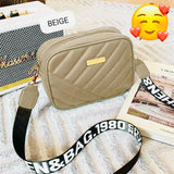 Quilted Crossbody Bag with Logo Webbing Strap AZ-4466