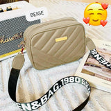 Quilted Crossbody Bag with Logo Webbing Strap AZ-4466