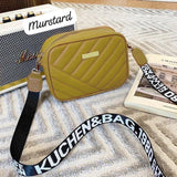 Quilted Crossbody Bag with Logo Webbing Strap AZ-4466