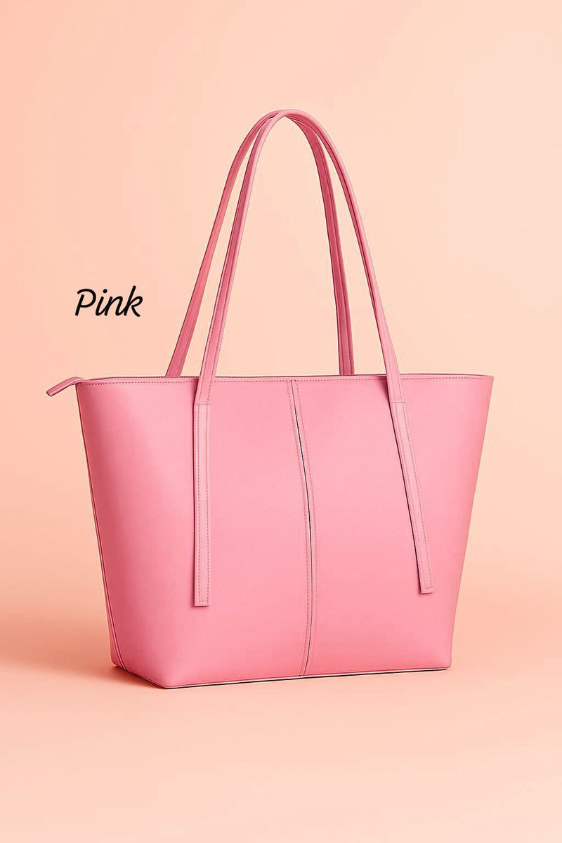 Chic Minimalist Structured Faux Leather Tote Bag - Multi-Color Collection AZ-0070