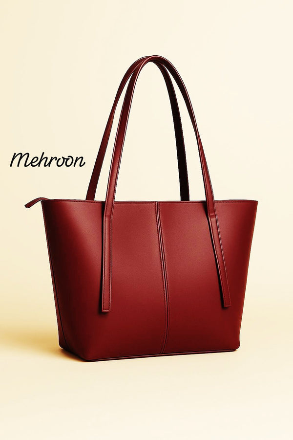 Chic Minimalist Structured Faux Leather Tote Bag - Multi-Color Collection AZ-0070