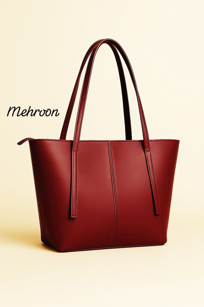 Chic Minimalist Structured Faux Leather Tote Bag - Multi-Color Collection AZ-0070