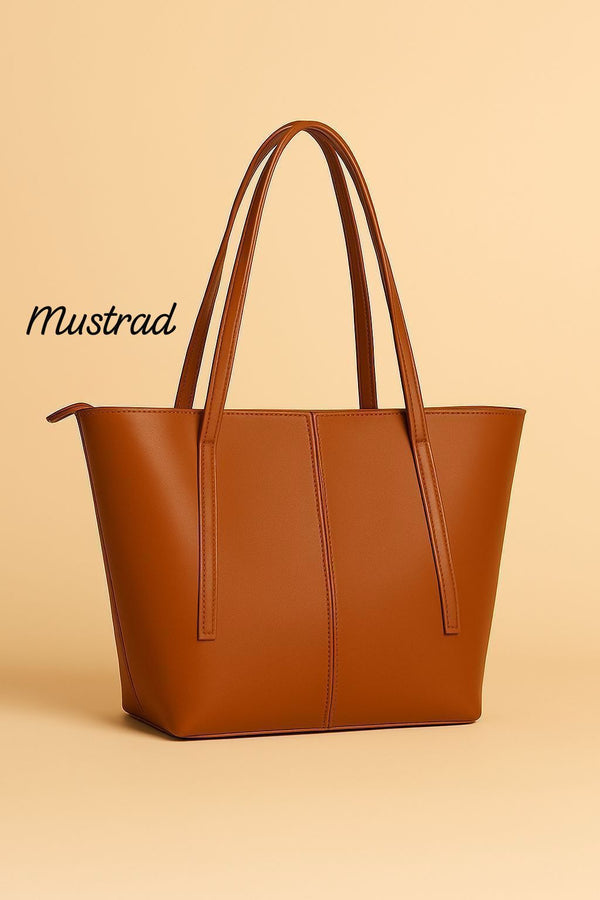 Chic Minimalist Structured Faux Leather Tote Bag - Multi-Color Collection AZ-0070