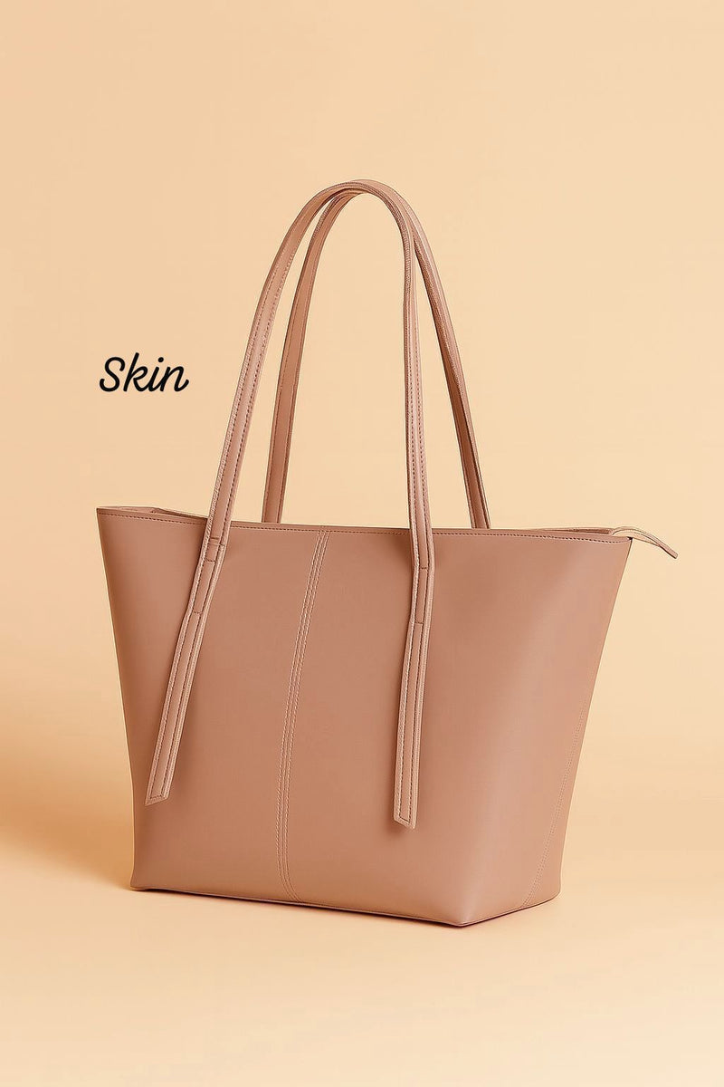 Chic Minimalist Structured Faux Leather Tote Bag - Multi-Color Collection AZ-0070