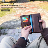 BINFA Men's Premium Long Bifold Wallet - Multi-Card & Phone Holder with Zipper Pocket AZ-2202