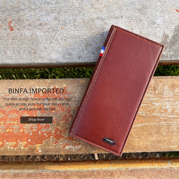 BINFA Men's Premium Long Bifold Wallet - Multi-Card & Phone Holder with Zipper Pocket AZ-2202