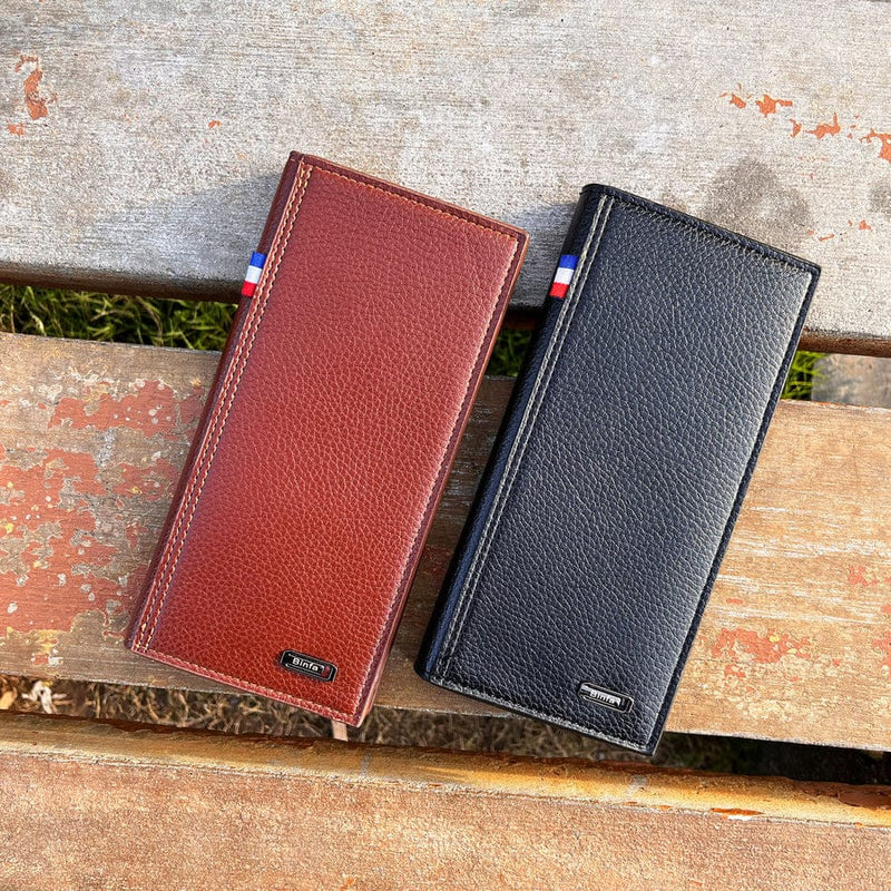 BINFA Men's Premium Long Bifold Wallet - Multi-Card & Phone Holder with Zipper Pocket AZ-2202