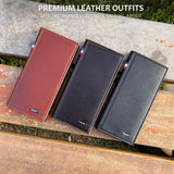 BINFA Men's Premium Long Bifold Wallet - Multi-Card & Phone Holder with Zipper Pocket AZ-2202
