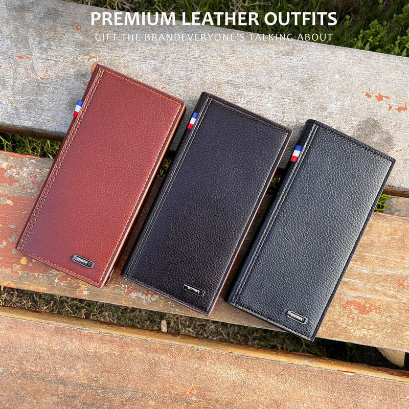 BINFA Men's Premium Long Bifold Wallet - Multi-Card & Phone Holder with Zipper Pocket AZ-2202