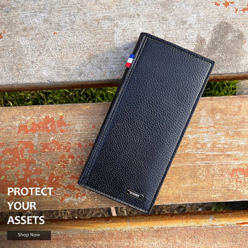 BINFA Men's Premium Long Bifold Wallet - Multi-Card & Phone Holder with Zipper Pocket AZ-2202