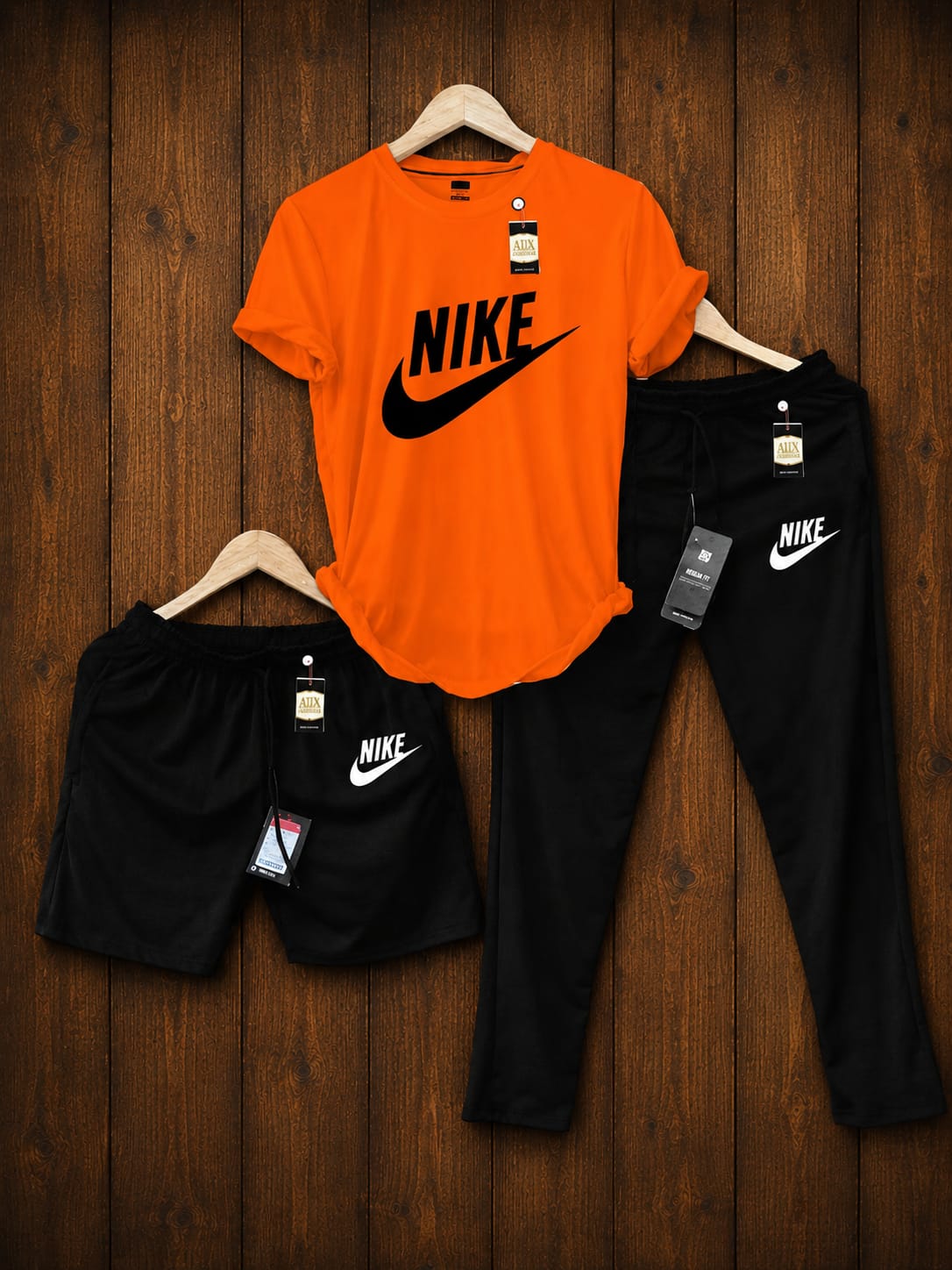Iconic Brand Print Men’s 3-Piece Summer Kit – Graphic Tee, Jogger Pants & Athletic Shorts AZ-8882