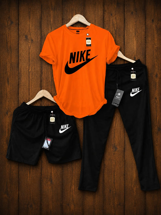 Iconic Brand Print Men’s 3-Piece Summer Kit – Graphic Tee, Jogger Pants & Athletic Shorts AZ-8882