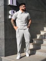 Men's Two-Piece Polo Tracksuit with Vertical Stripes AZ-7788