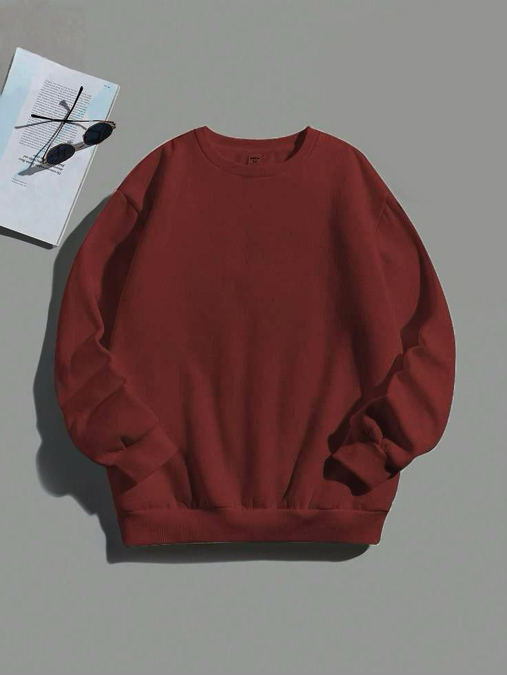 Essential Solid Oversized Crewneck Sweatshirt AZ-2299