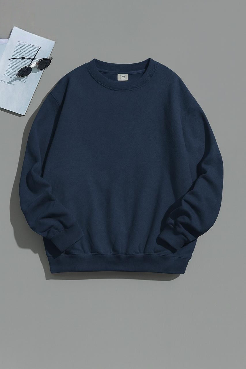 Essential Solid Oversized Crewneck Sweatshirt AZ-2299