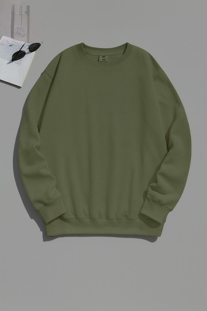 Essential Solid Oversized Crewneck Sweatshirt AZ-2299
