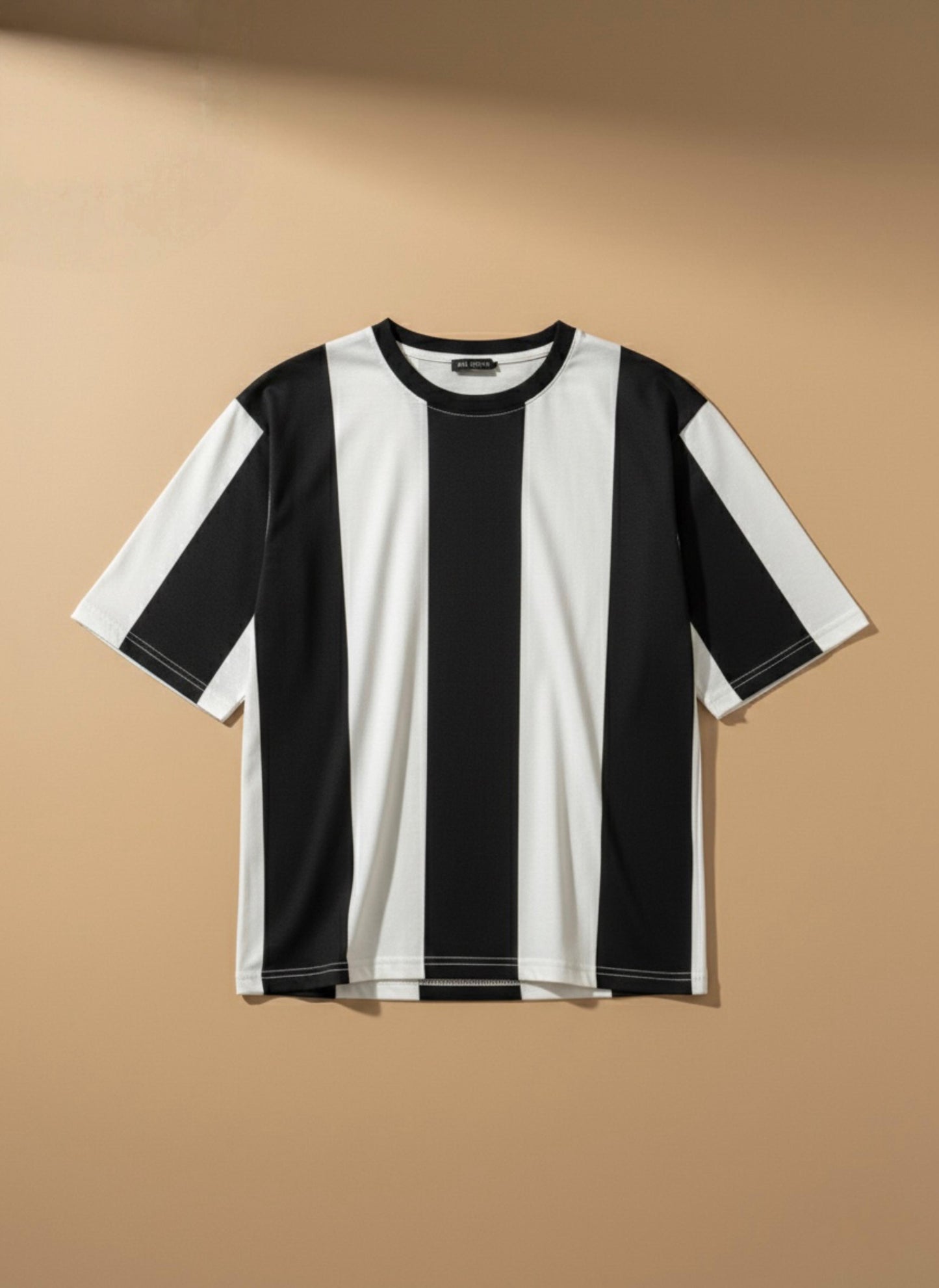 Men’s Urban Boxy-Fit Vertical Block Stripe Crewneck T-Shirt AZ-2288