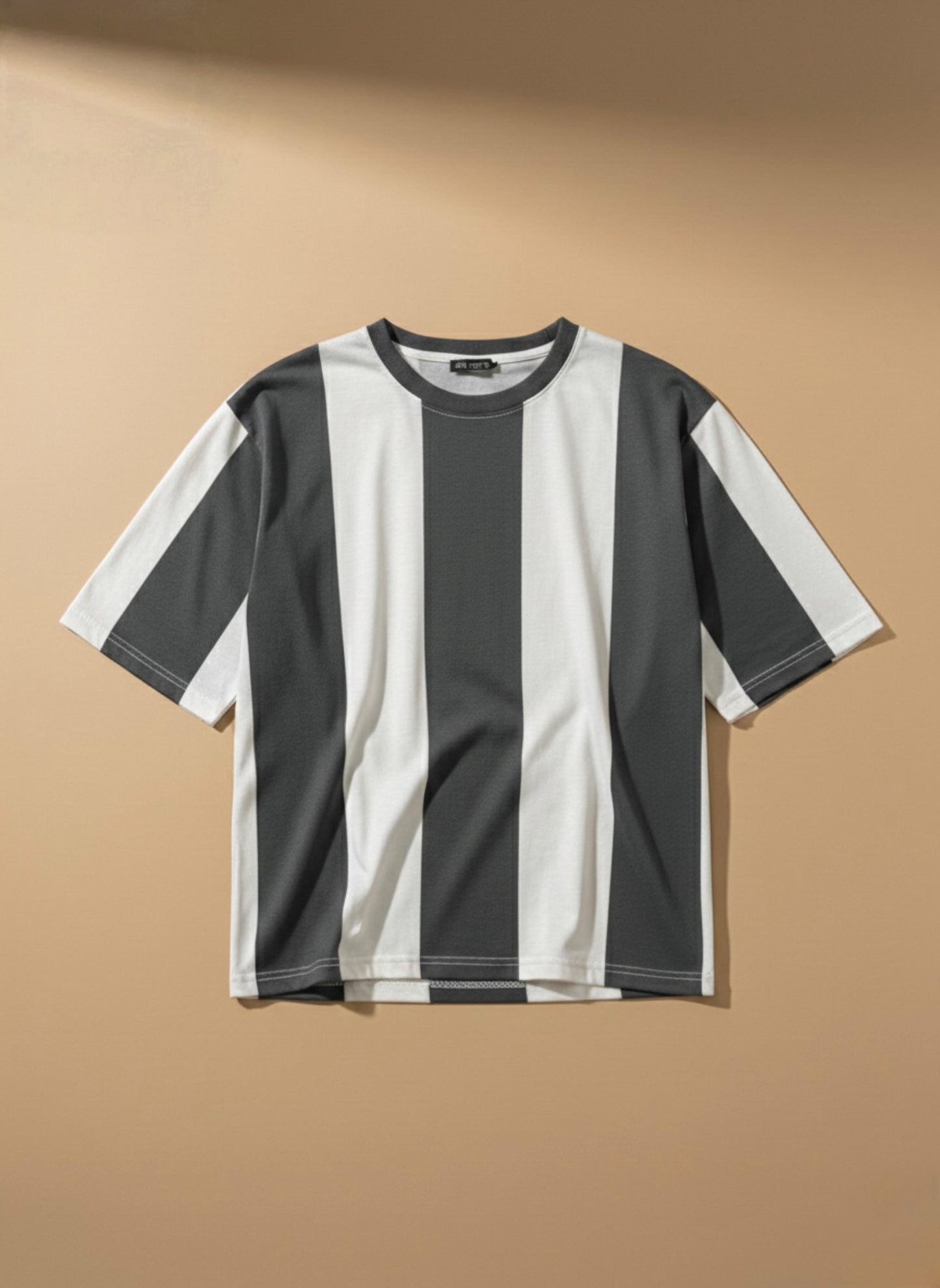 Men’s Urban Boxy-Fit Vertical Block Stripe Crewneck T-Shirt AZ-2288