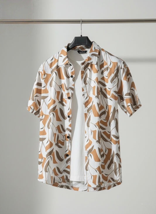 Urban Abstract Series: Men’s Casual Short-Sleeve Button-Down Resort Shirts AZ-1000